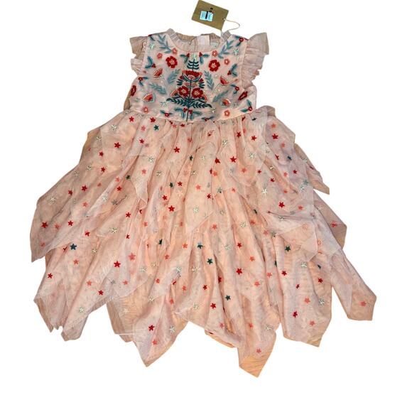 Mini Boden Other - NWT Mini Boden Pink Embroidered Star Tulle Tiered Party Dress 2-3 Years